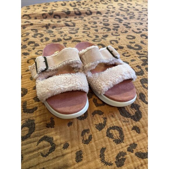 Koolaburra Ugg Sherpa Leather Slides Platform Pink Women’s Size 5 Sandals - Picture 2 of 7